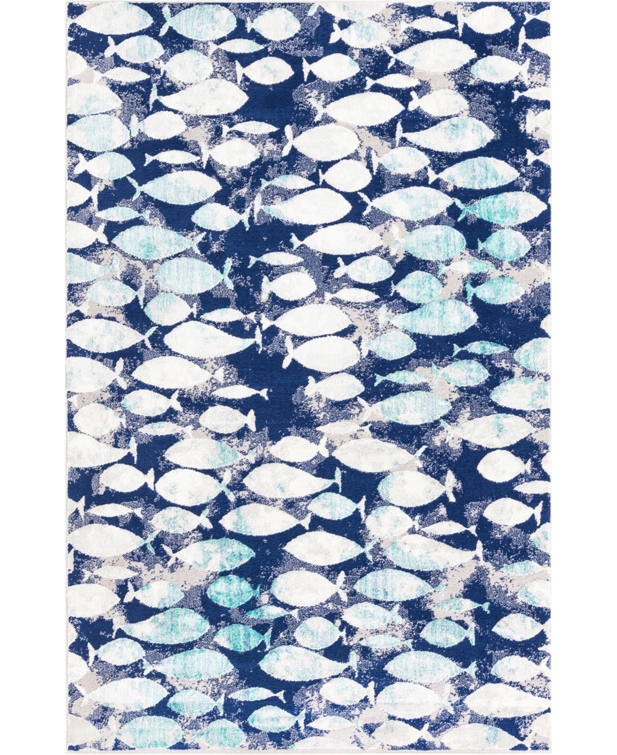 Bayshore Home Closeout!  Beau Fish 5'3" X 8' Area Rug In Blue