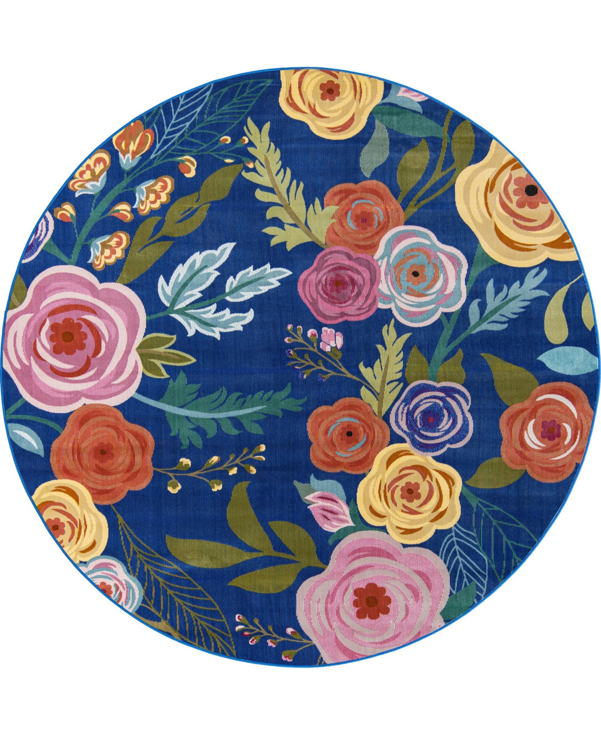 Bayshore Home Prunus Ashley 7' x 7' Round Area Rug - Blue