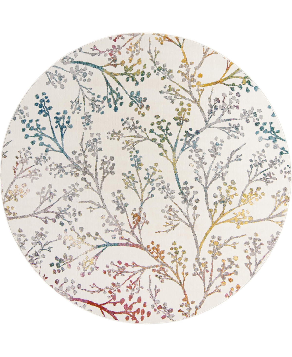 Bayshore Home Prunus Yoshino 7' x 7' Round Area Rug - Ivory