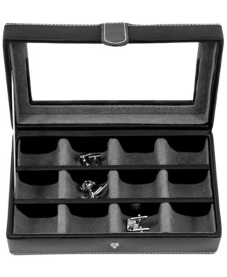 Leather 12-Piece Cufflinks Box 