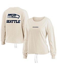 Women's Oatmeal Seattle Seahawks Long Sleeve Crop Top Shirt