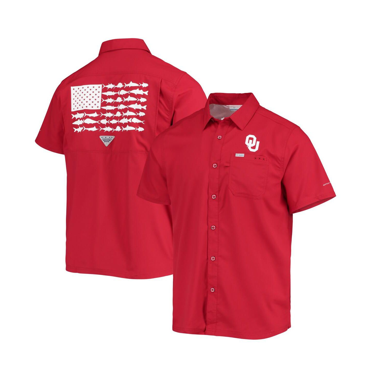 Мужская рубашка Columbia PFG Crimson Oklahoma Sooners Slack Tide Camp Button-Up — фото 2