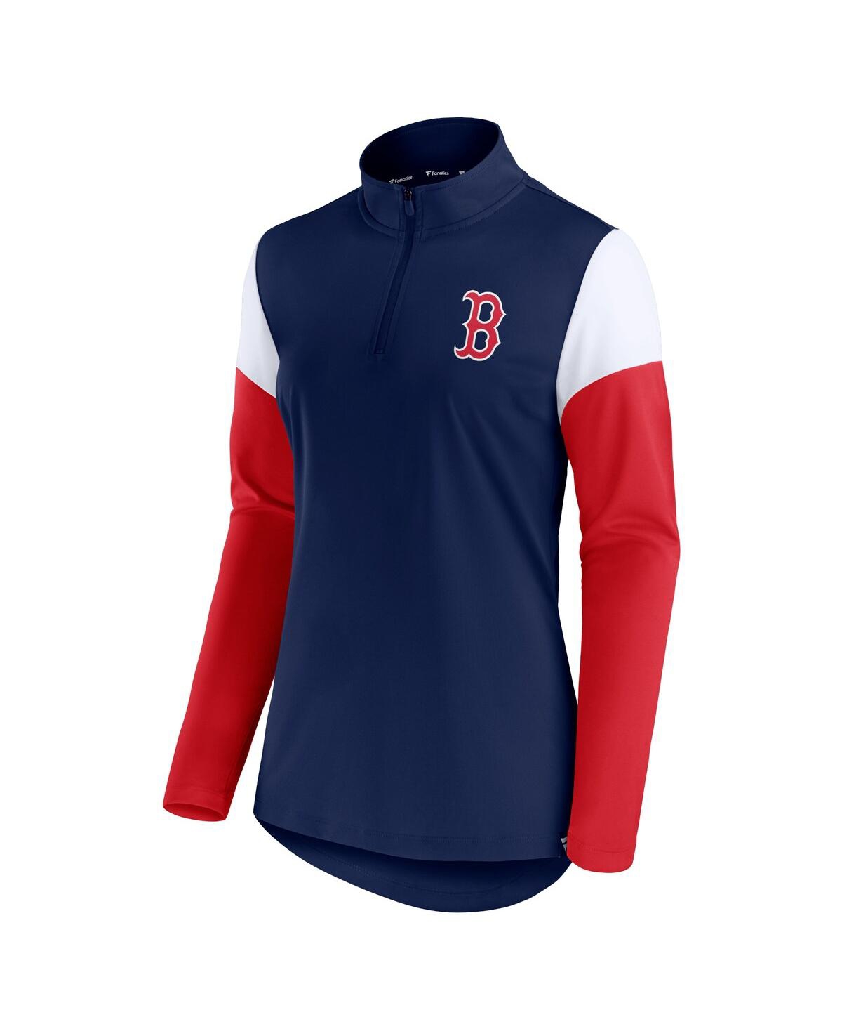 Fanatics Women's Navy, Red Cleveland Indians Authentic Fleece Quarter-zip Jacket In Navy,red