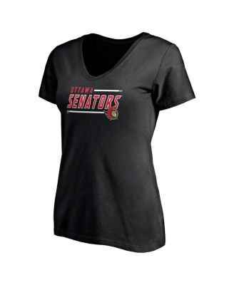 Women's Black Ottawa Senators Plus Size Mascot In Bounds V-Neck T-shirt