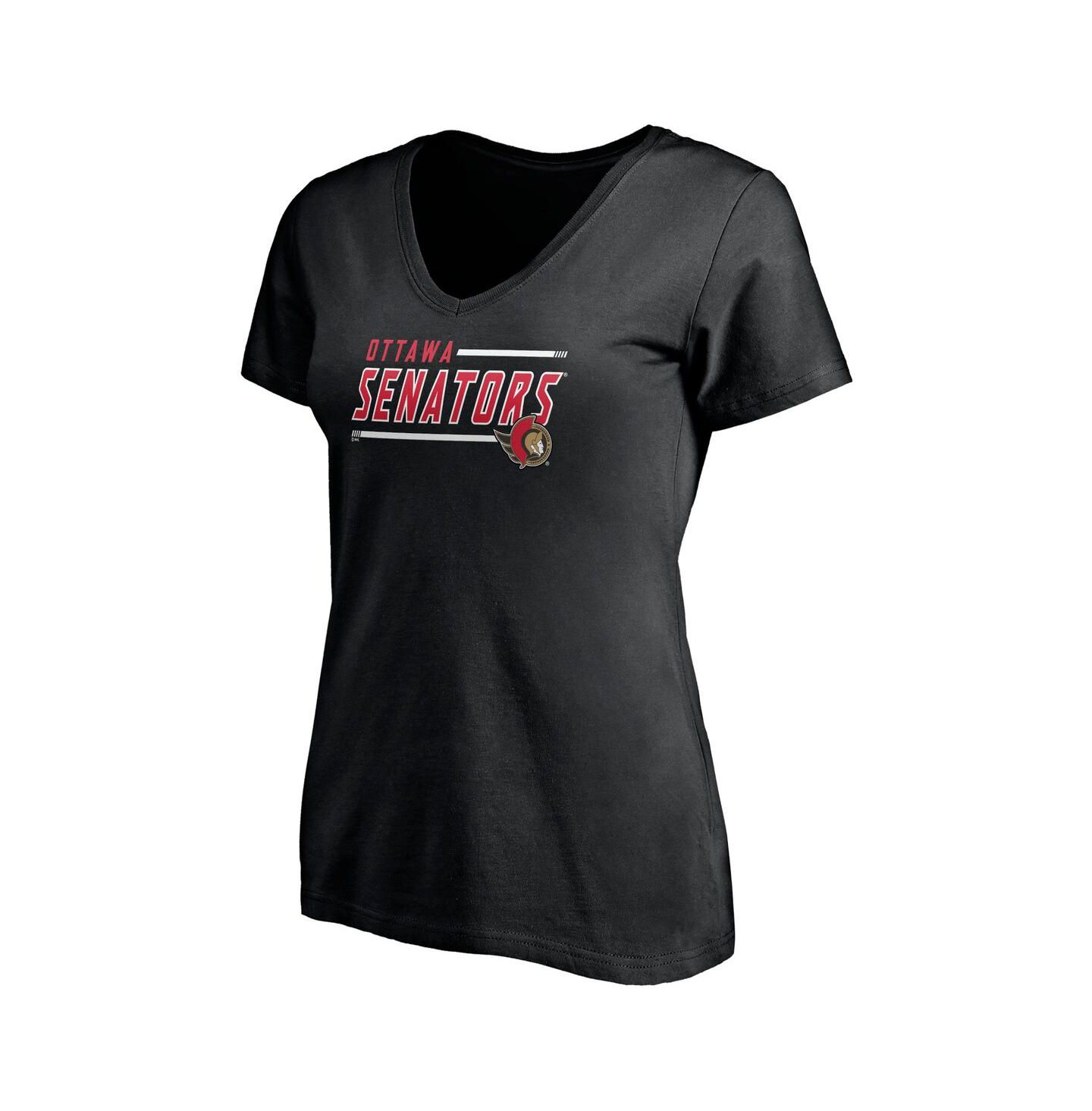 Женская футболка Fanatics Black Ottawa Senators Plus Size Mascot In Bounds V-Neck — фото 3