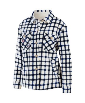 Women's Oatmeal Columbus Blue Jackets Plaid Button-Up Shirt Jacket