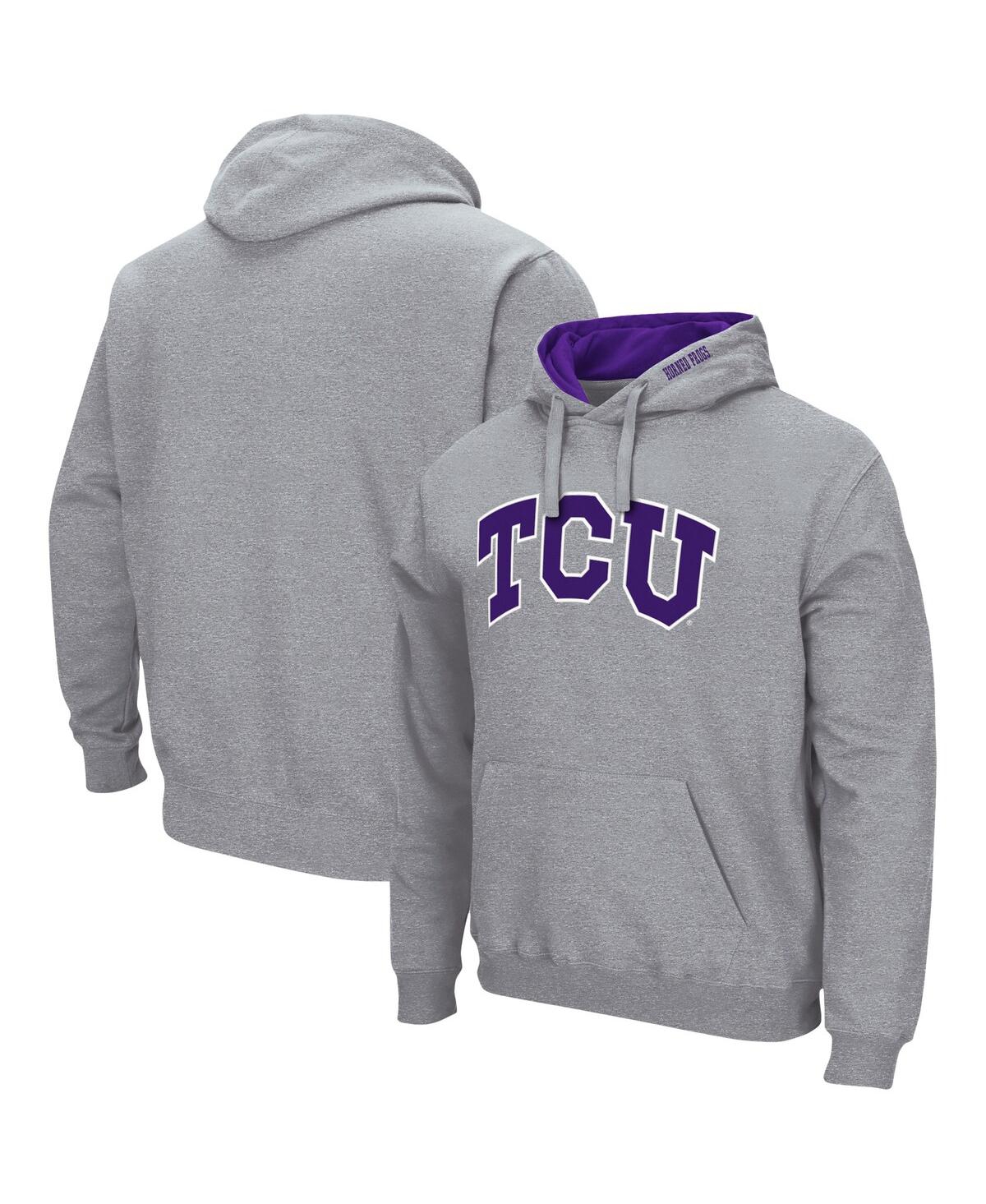 Colosseum Men's  Heathered Gray Tcu Horned Frogs Arch And Logo 3.0 Full-zip Hoodie In Heathered Gray
