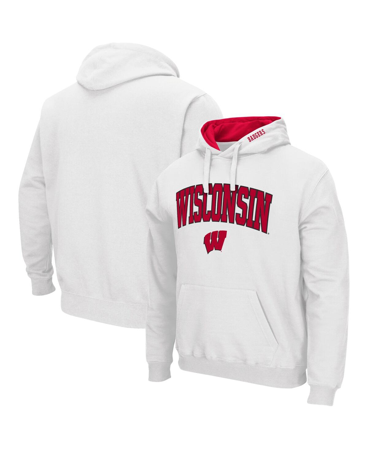 Colosseum Men's White Wisconsin Badgers Arch Logo 2.0 Pullover Hoodie