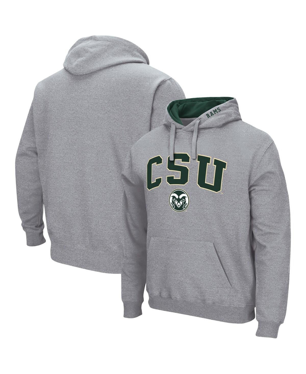 Colosseum Heathered Gray Colorado State Rams Arch And Logo Pullover Hoodie In Heathered Gray