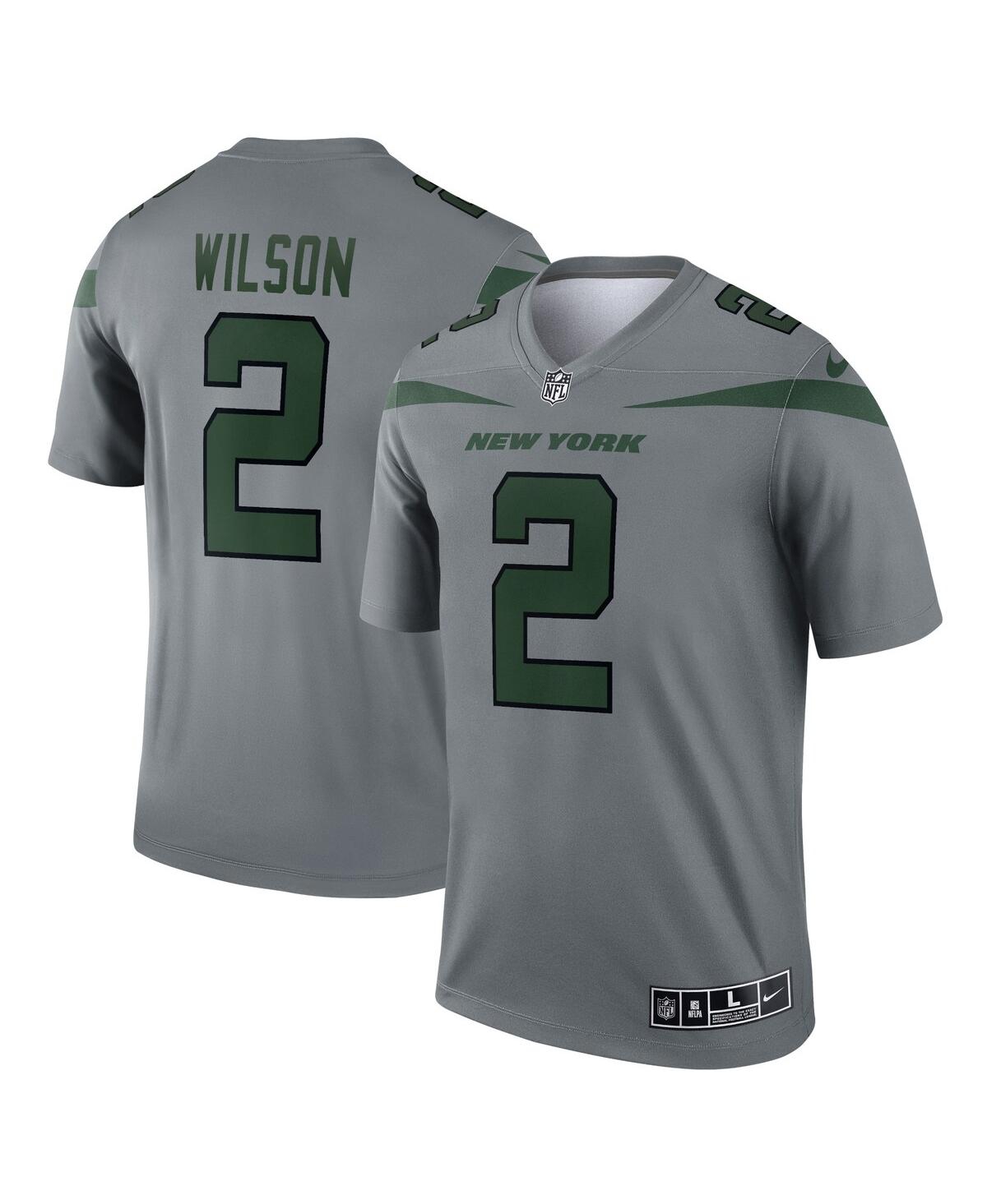 Men's Nike Zach WilsonNew York Jets Inverted Legend Jersey - Gray