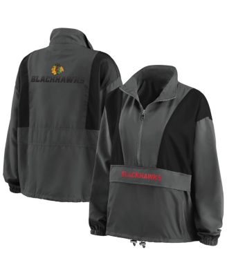 Women's Charcoal Chicago Blackhawks Popover Packable Half-Zip Jacket