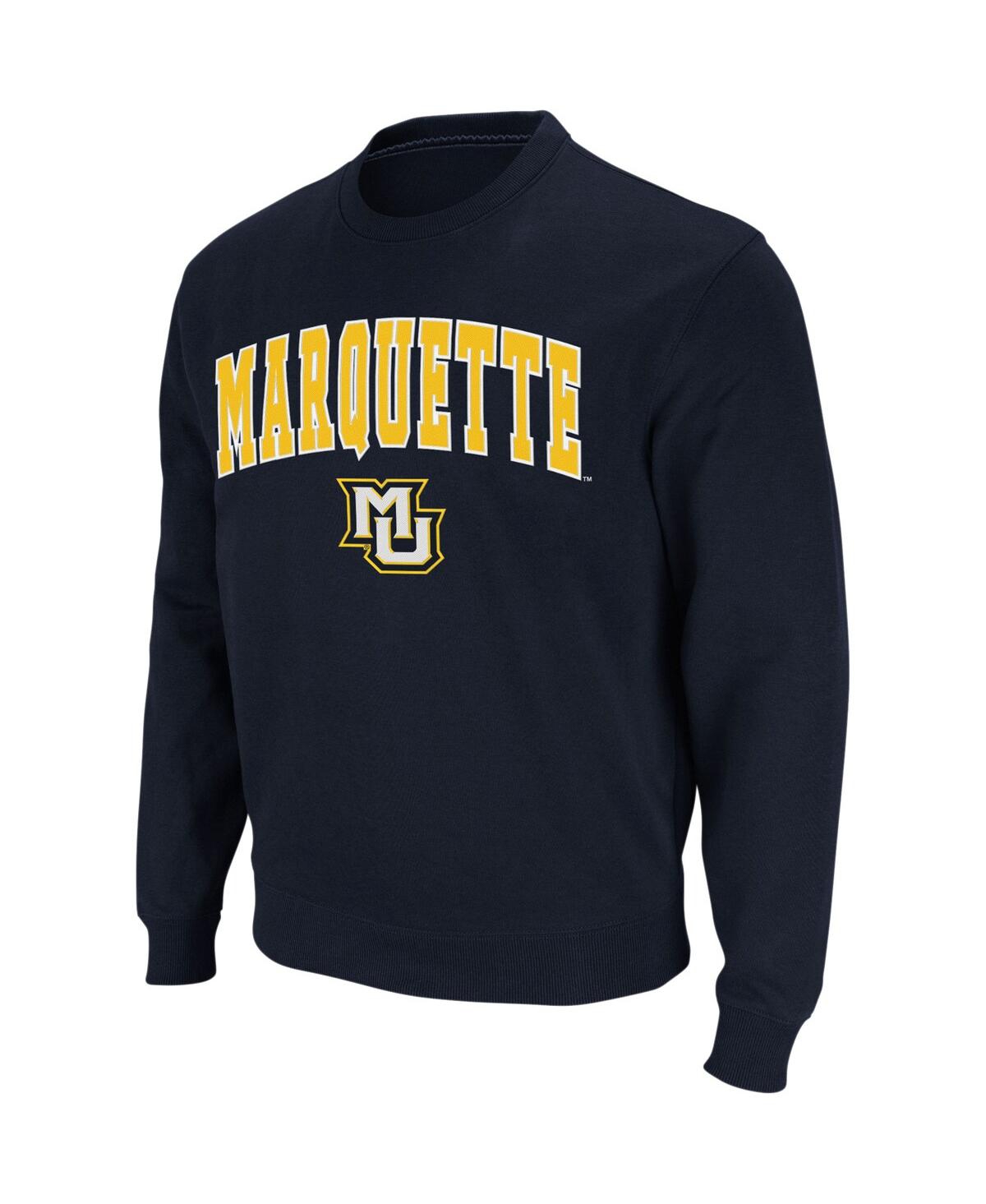 Colosseum Men's Marquette Golden Eagles Arch And Logo Crew Neck Sweatshirt In Navy