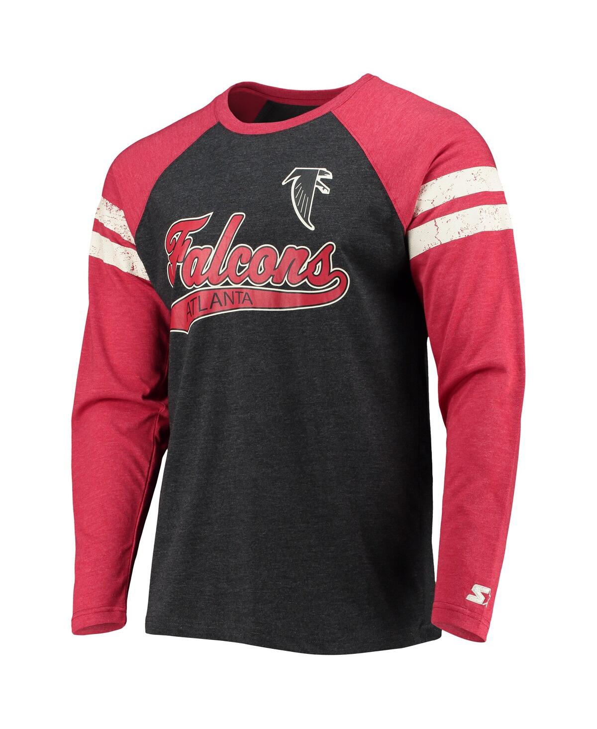 Shop Starter Men's  Black, Red Atlanta Falcons Throwback League Raglan Long Sleeve Tri-blend T-shirt In Black,red