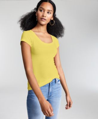 Aveto - Juniors' Scoop-Neck Cap-Sleeve T-Shirt