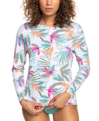Roxy Women's Sea Skippin' Rashguard Swimsuit White Size Large