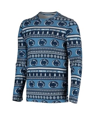 Men's Navy Penn State Nittany Lions Ugly Sweater Knit Long Sleeve Top and Pant Set