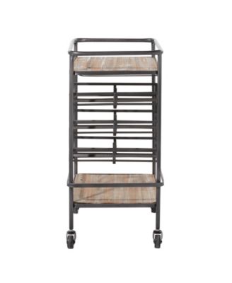 Chinese Fir and Metal Industrial Bar Cart