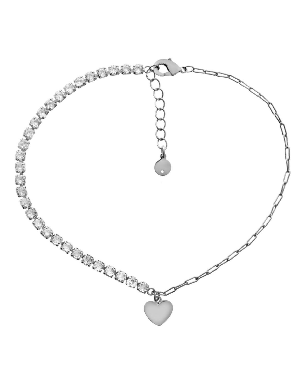 Chain Heart Charm Anklet in Silver Plate - Silver
