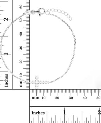 Cubic Zirconia East-West Cross Chain Bracelet in 14k Gold-Plated Sterling Silver