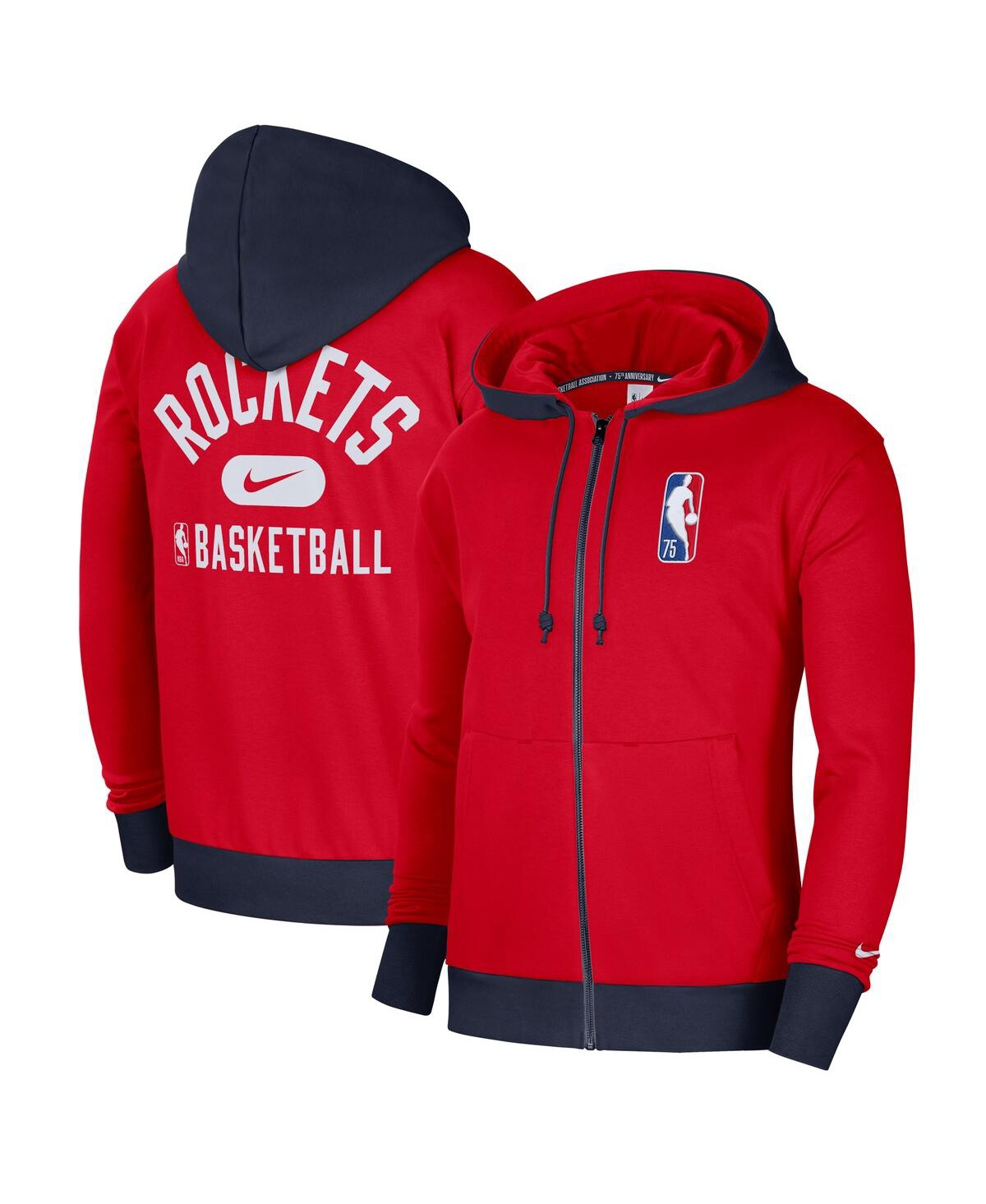 NIKE MEN'S RED AND NAVY HOUSTON ROCKETS 2021/22 CITY EDITION COURTSIDE HEAVYWEIGHT FLEECE FULL-ZIP HOODIE