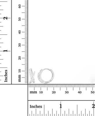 Cubic Zirconia Crisscross Extra Small Huggie Hoop Earrings in Sterling Silver or 14k Gold-Plated Sterling Silver, 0.47"