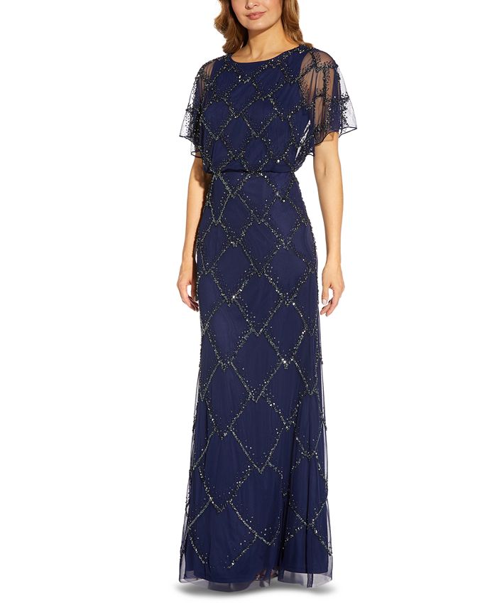 burgundy beaded bridesmaid dresses Corey Burgundy Beaded Crepe Maxi Dress - US 0 main image 0
