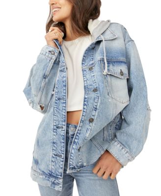 Free people hooded denim jacket sale