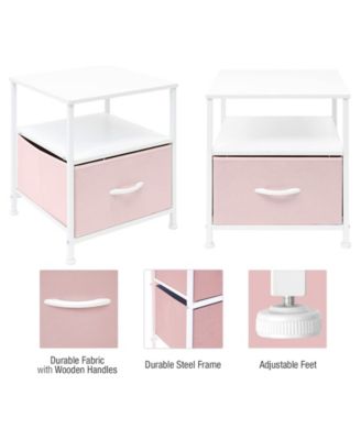 1 Drawers Nightstand with Shelf - Steel Frame, Wood Top & Easy Pull Fabric Bins - Perfect for Home, Bedroom, Office & College Dorm