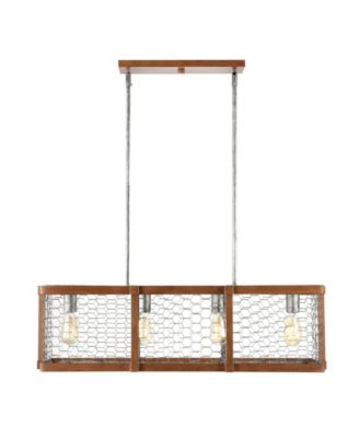 Gaines Linear 4-Light Adjustable Rustic Industrial LED Pendant