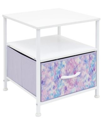 1 Drawers Nightstand with Shelf - Steel Frame, Wood Top & Easy Pull Fabric Bins - Perfect for Home, Bedroom, Office & College Dorm