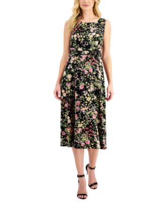 Connected Floral-Print Gathered-Waist Dress - Macy's