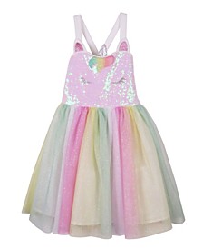 Toddler Girls Rainbow Unicorn Head Tutu Dress