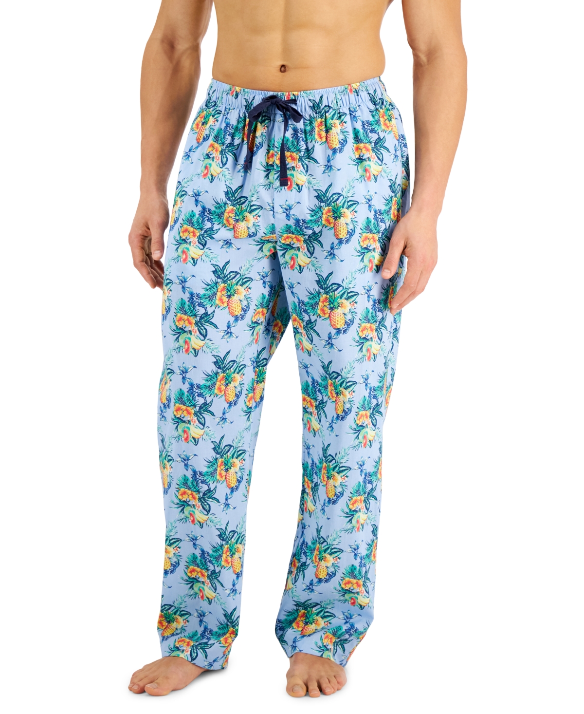Club Room Men's Floral Pajama Pants, Created For Macy's In Blue/yellow ...