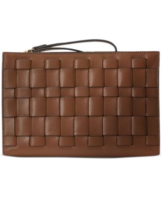 large woven leather pouch
