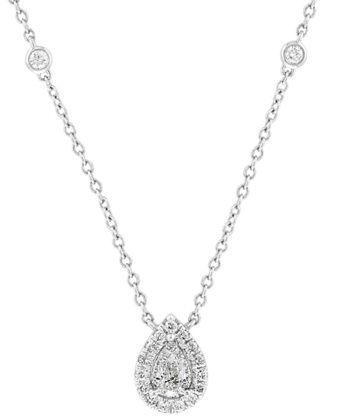 EFFY Collection EFFY® Diamond Pear Halo 18" Pendant Necklace (3/8 ct.