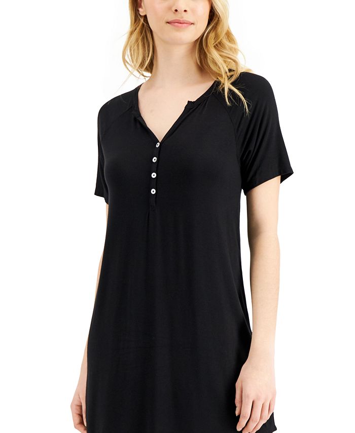 Alfani Short Sleeve Henley Sleep Shirt, Created for Macy's & Reviews