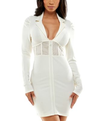 Almost Famous - Juniors' Zip-Front Collared Bodycon Dress