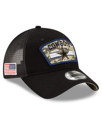 Men's New Era Black Dallas Cowboys 2021 Salute to Service Trucker 9TWENTY Adjustable Hat