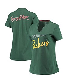 Women's Green Green Bay Packers Riley V-Neck T-Shirt