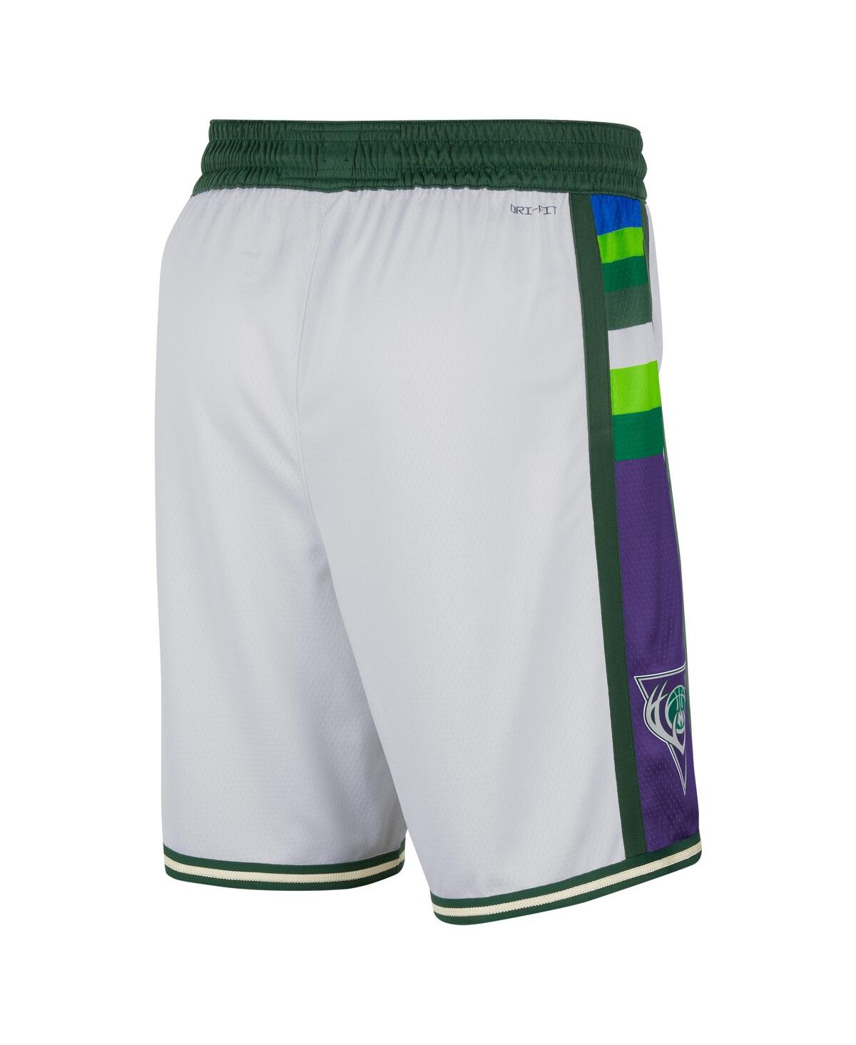 Shop Nike Men's  White And Green Milwaukee Bucks 2021/22 City Edition Swingman Shorts In White,green