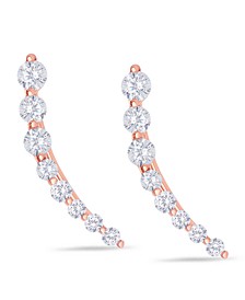 Cubic Zirconia Ear Climber Earrings in Silver Plate, Rose Gold Plate or Gold Plate
