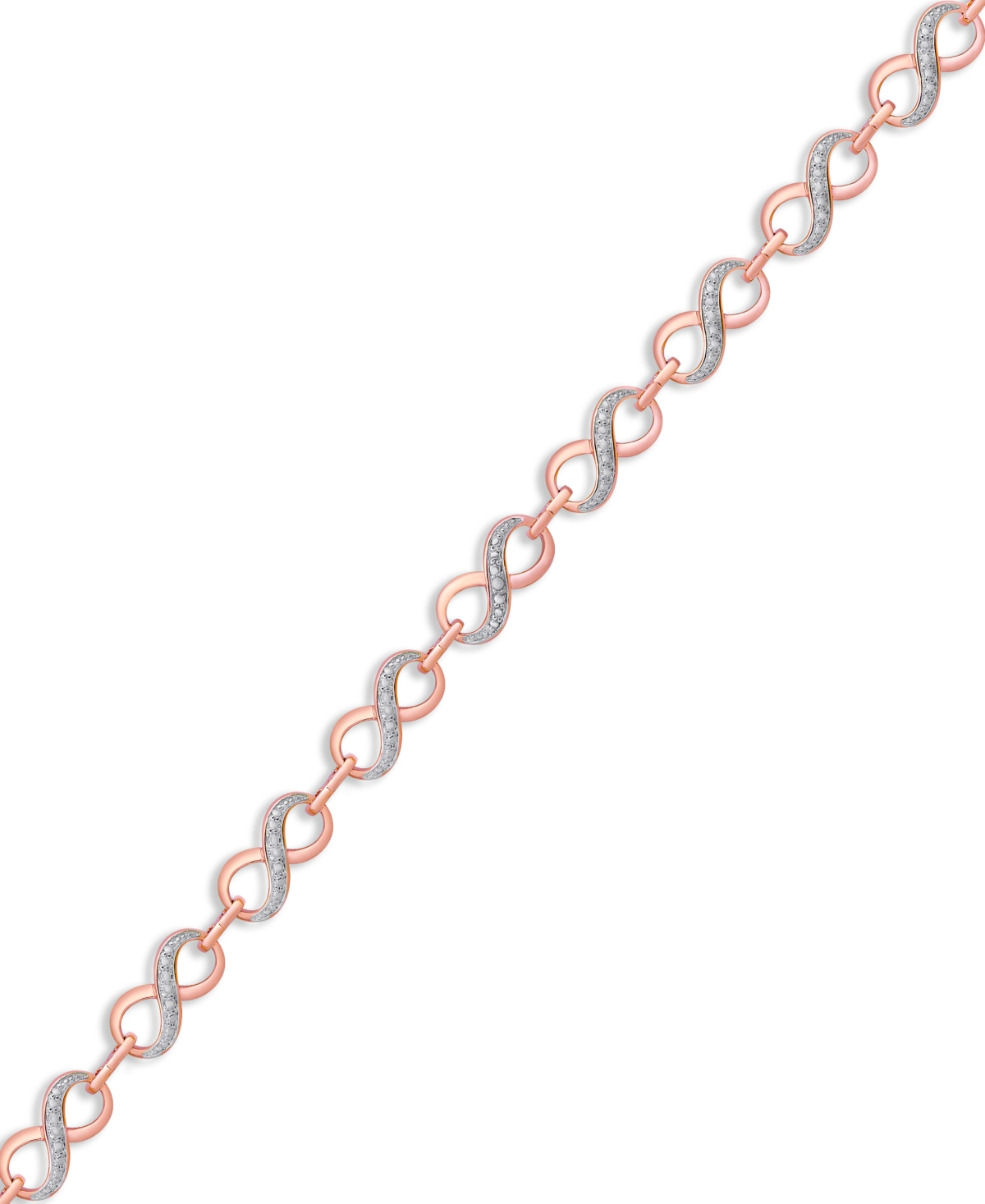 Diamond Accent Infinity Link Bracelet in 18k Gold over Silver-Plate - Rose Gold