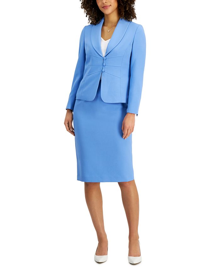 Le Suit Shawl-Collar Seamed Skirt Suit, Regular & Petite Sizes ...