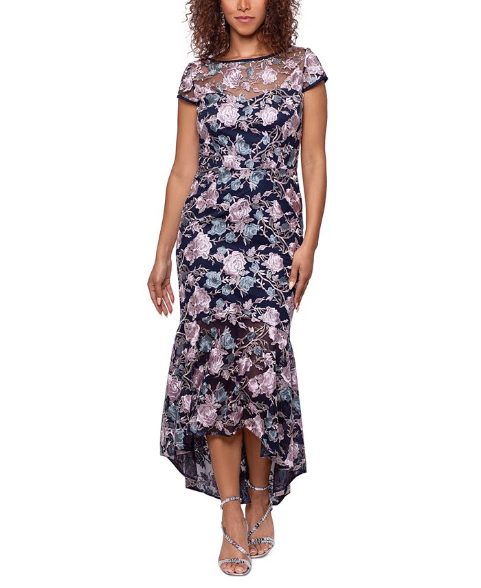 XSCAPE Embroidered High Low Midi Dress Macy s