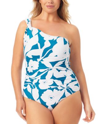 Anne Cole - Plus Size Printed One-Shoulder One-Piece Swimsuit