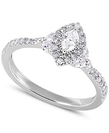 Diamond Marquise Halo Engagement Ring (5/8 ct. t.w.) in 14k White Gold