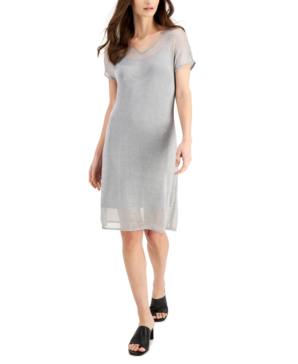 Donna Karan Silver-Mesh Midi Dress