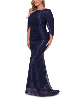 Plus Size Drape-Back Crinkled Gown