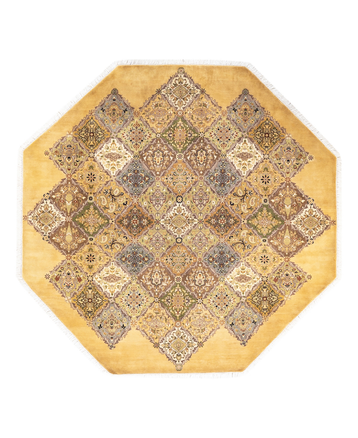 Closeout! Adorn Hand Woven Rugs Mogul M152155 7'1in x 7'1in Octagon Area Rug - Yellow