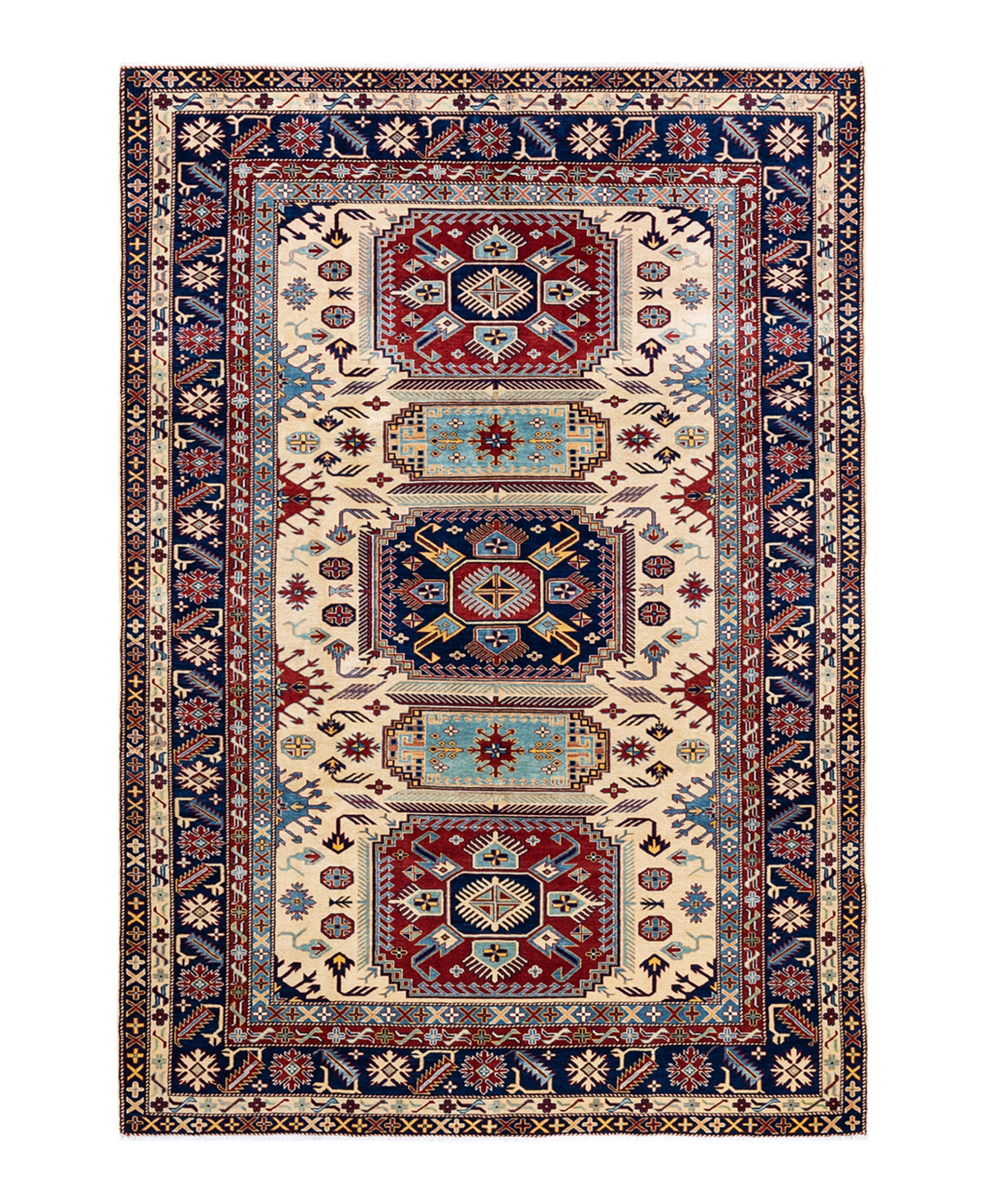 Adorn Hand Woven Rugs Tribal M18603 7'1in x 10'5in Area Rug - Ivory